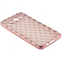 Силиконов калъф / гръб / TPU 3D за Samsung Galaxy J3 / Galaxy J3 2016 J320 - прозрачен с розов кант / ромб