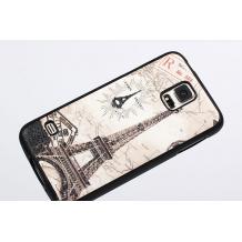 Силиконов калъф / гръб / TPU за Samsung Galaxy S5 G900 / Galaxy S5 Neo G903 - Eiffel Tower / имитиращ кожа