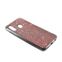 Луксозен силиконов калъф / гръб / TPU Sparking Case за Samsung Galaxy A20e - розов брокат / черен кант