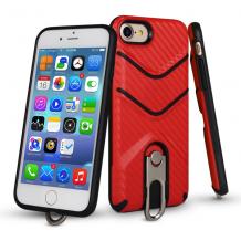Луксозен твърд гръб ICONFLANG със стойка за Apple iPhone 7 / iPhone 8 - червен / carbon