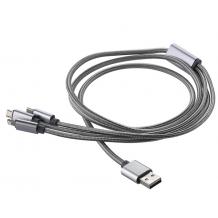 USB кабел 1.2М 3 в 1, Micro USB, Type C за Apple iPhone 6 / iPhone 6S - сив