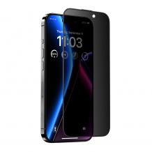 Privacy 5D full cover Tempered glass Full Glue screen protector Apple iPhone 17 Pro / Стъклен скрийн протектор Privacy с лепило от вътрешната страна за Apple iPhone 17 Pro - черен / прозрачен