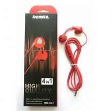 Оригинални стерео слушалки Remax RM-607 / handsfree / - червени