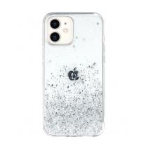 Луксозен гръб 3D SwitchEasy Starfield за Apple iPhone 12 / 12 Pro 6.1'' - бял / сребрист брокат и звездички