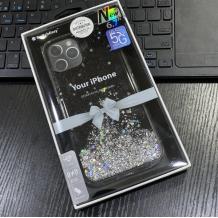 Луксозен гръб 3D SwitchEasy Starfield за Apple iPhone 12 Pro Max 6.7" - черен / сребрист брокат и звездички