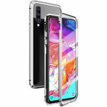 Магнитен калъф Bumper Case 360° FULL за Samsung Galaxy A70 - прозрачен / сребриста рамка