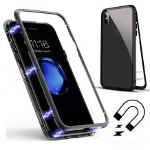 Магнитен калъф Bumper Case 360° FULL за Apple iPhone XS Max - прозрачен / черна рамка