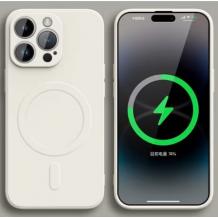 Луксозен гръб / кейс / Smooth Guard Silicone Case с безжично зареждане MagSafe за Apple iPhone 16 Pro Max (6.9) - бял