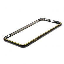 Метален бъмпер / Bumper за Apple iPhone 6 4.7'' - черен със златно