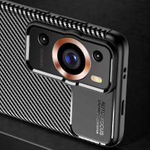 Луксозен силиконов калъф / гръб / кейс TPU case Auto Focus за Huawei P60 Pro - черен кейс / Carbon