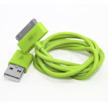 USB кабел за Apple iPhone 4/4s, iPad 2/3, iPod Touch - зелен