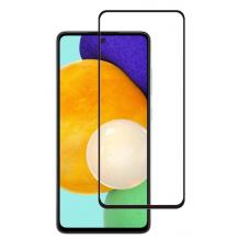 5D full cover Tempered glass Full Glue screen protector Samsung Galaxy A52 / A52 5G / Извит стъклен скрийн протектор с лепило от вътрешната страна за Samsung Galaxy A52 / A52 5G - черен