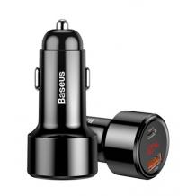 Универсално зарядно за кола Baseus LED Display Dual USB & USB-C QC 4.0 Car Charger 45W - черно