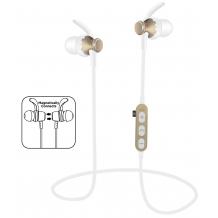 Стерео Bluetooth / Wireless слушалки MS-T4 /sport/ - бели със златисто