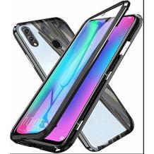 Магнитен калъф Bumper Case 360° FULL за Huawei Y6 2019 / Honor 8A - прозрачен / черна рамка