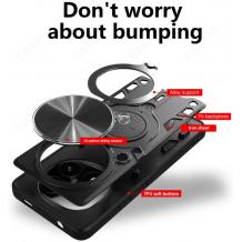 Удароустойчив гръб TPU кейс Slide Camera Case Magnetic Finger Ring Car Holder за Xiaomi Redmi Note 14 Pro - лилав