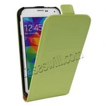 Кожен калъф Flip тефтер за Samsung Galaxy S5 mini G800 - зелен