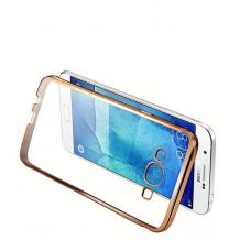 Луксозен силиконов калъф / гръб / TPU за Samsung Galaxy S3 I9300 / Samsung S3 Neo i9301 - прозрачен / златист кант