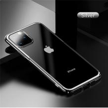 Луксозен твърд гръб Baseus Glitter Clear Case за Apple iPhone 11 6.1 - прозрачен / сребрист кант