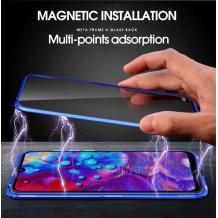 Магнитен калъф Bumper Case 360° FULL за Apple iPhone X / iPhone XS - прозрачен / синя рамка