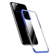 Луксозен твърд гръб Baseus Glitter Clear Case за Apple iPhone 11 Pro 5.8 - прозрачен / син кант