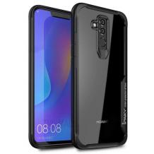 Луксозен твърд гръб IPAKY за Huawei Mate 20 Lite - прозрачен / силиконов черен кант