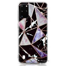 Луксозен силиконов калъф / гръб / TPU Glometric Marble за Samsung Galaxy A21s - черен