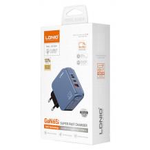 Зарядно устройство LDNIO Q7 GaN 65W с USB-C USB-A и USB Type-C към USB Type-C кабел