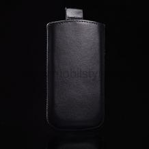 Кожен калъф с издърпване тип джоб за Sony Xperia Z2 - черен