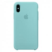Оригинален гръб Silicone Cover за Apple iPhone XS MAX - син
