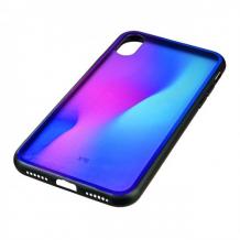 Силиконов калъф / гръб / TPU за Apple iPhone X / iPhone XS - преливащ / синьо и розово