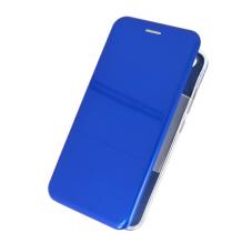 Луксозен кожен калъф Flip тефтер със стойка OPEN за Samsung Galaxy J4 2018 - син / гланц