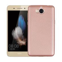 Силиконов калъф / гръб / TPU за Huawei Y5 2017 / Huawei Y6 2017 - Rose Gold / Carbon