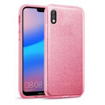 Силиконов калъф / гръб / TPU за Samsung Galaxy A10 - розов / брокат