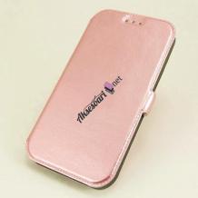 Кожен калъф Flip тефтер със стойка за Huawei Y7 2018 / Y7 2018 Prime - Rose Gold / Flexi