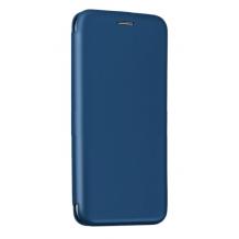 Луксозен кожен калъф Flip тефтер със стойка OPEN за Samsung Galaxy S22 5G - син