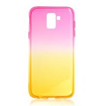 Силиконов калъф / гръб / TPU за Samsung Galaxy A8 2018 A530F - розово и жълто / преливащ