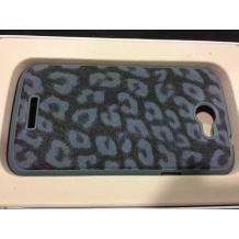 Заден предпазен капак кожа със силикон за HTC One X - черен леопард