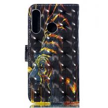 Кожен калъф Flip тефтер Flexi със стойка за Samsung Galaxy A50/A30s/A50s - черен / Golden Tiger