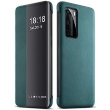 Луксозен активен калъф Smart View Cover за Huawei Mate 40 Pro - тъмно зелен