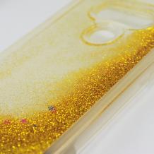 Силиконов калъф / гръб / TPU 3D за LG G5 - прозрачен със златист брокат