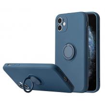 Силиконов твърд гръб TPU кейс / Case Magnetic Finger Ring Car Holder / за Apple iPhone 13 Pro 6.1" - тъмносин калъф