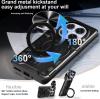 Удароустойчив гръб TPU кейс Slide Camera Case Magnetic Finger Ring Car Holder за Xiaomi Redmi Note 14 Pro Plus - тъмно син