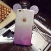 Луксозен силиконов калъф / гръб / TPU 3D за Apple iPhone 7 Plus - преливащ / лилаво и сиво / брокат / миши ушички / 2в1