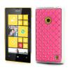 Заден предпазен твърд гръб / капак / с камъни за Nokia Lumia 520 / Nokia Lumia 525 - розов с метален кант