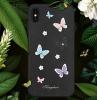 Луксозен твърд гръб със силиконов кант KINGXBAR Swarovski Diamond за Apple iPhone XR - черен / Butterfly