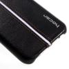 Оригинален кожен гръб HOCAR за Samsung Galaxy S6 Edge G925 - черен с бял кант