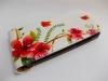 Кожен калъф Flip тефтер за HTC Desire 500 - бял розови цветя и пеперуди