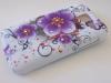 Заден предпазен твърд гръб / капак / с камъни за Samsung Galaxy Core I8260 / Samsung Core I8262 - бял с лилави цветя