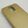 Ултра тънък силиконов калъф / гръб / TPU Ultra Thin за Samsung G900 Galaxy S5 / Galaxy S5 Neo G903 - златен с кожен гръб